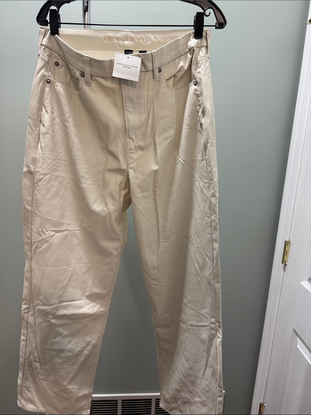 American Eagle Outfitters Men’s Light Cream faux leatherPants